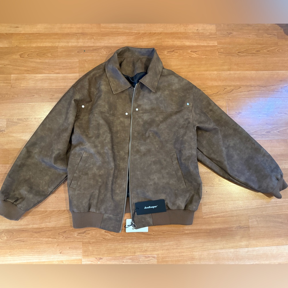 Men's Brown Suede Bomber Jacket